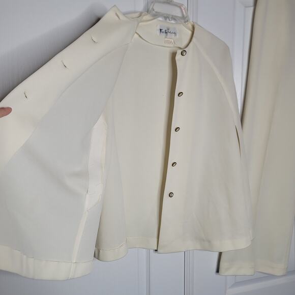 Vintage Fred Rothschild Poly 2pc Set Cape Pants Cream Small/Medium - Picture 4 of 10